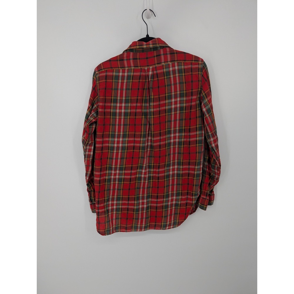 Denim & Supply Ralph Lauren Button Down Women Small Red Plaid RL Boyfriend Shirt - Picture 3 of 6